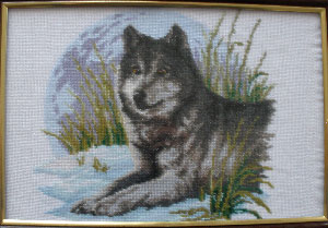 вышивка серый волк на снегу